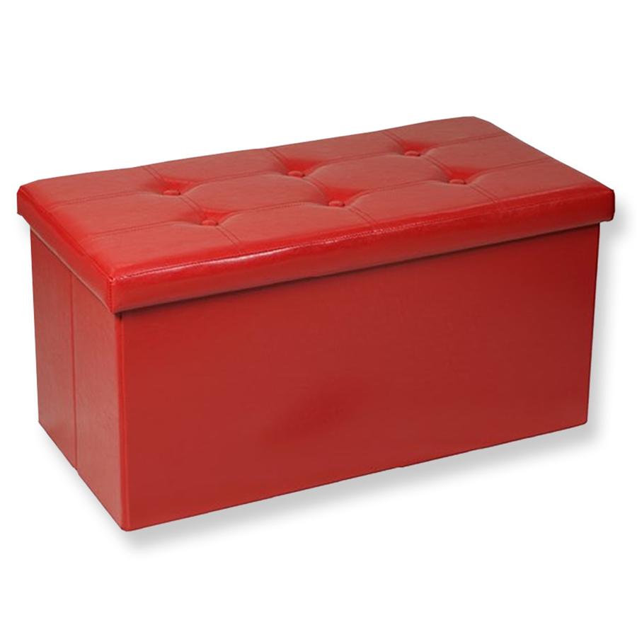 Jessar - Ottomane/Repose-Pied de Rangement, Rectangulaire, De la Collection Acadia, Rouge - Simple Boutique