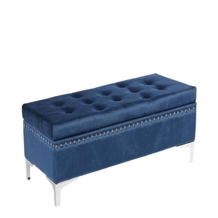 Jessar - Ottomane/Repose-Pied de Rangement sur Pattes, Rectangulaire, De la Collection Codi, Velour Bleu - Simple Boutique