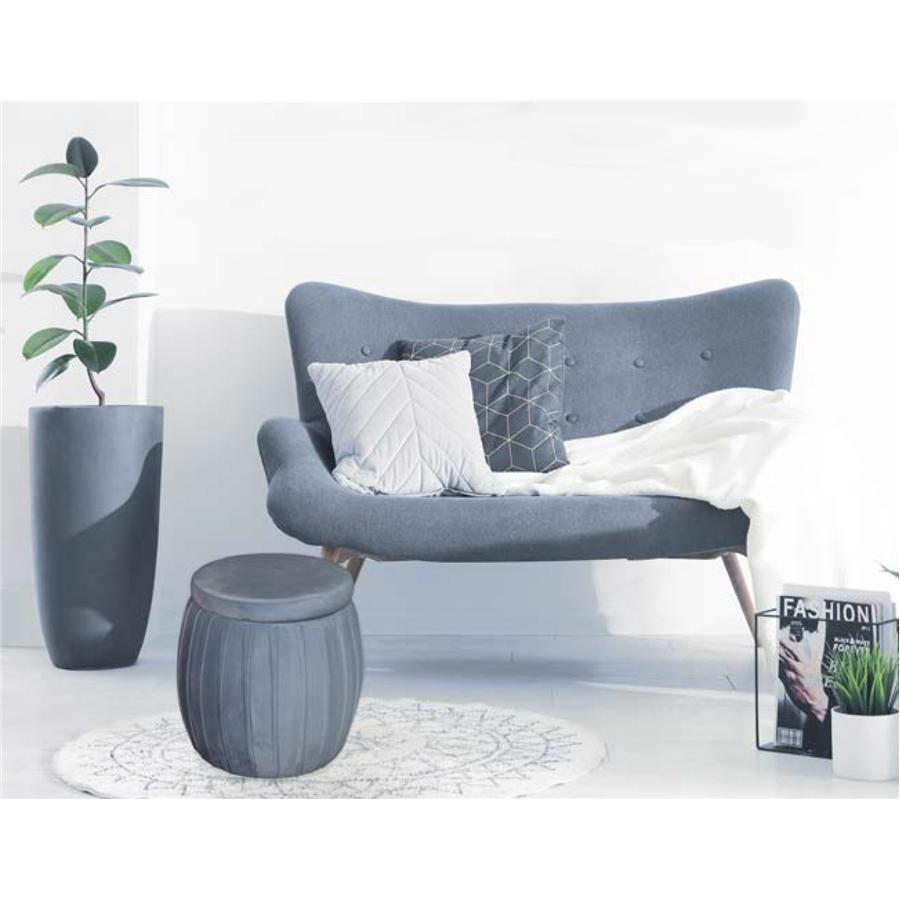Jessar - Ottomane/Repose-Pieds Rond avec Rangement, De la Collection Laurence, Velours Gris - Simple Boutique