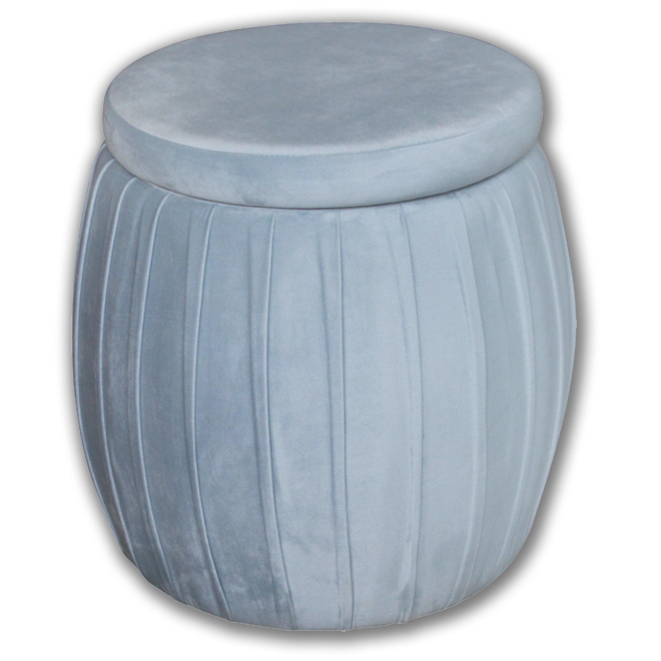 Jessar - Ottomane/Repose-Pieds Rond avec Rangement, De la Collection Laurence, Velours Gris - Simple Boutique