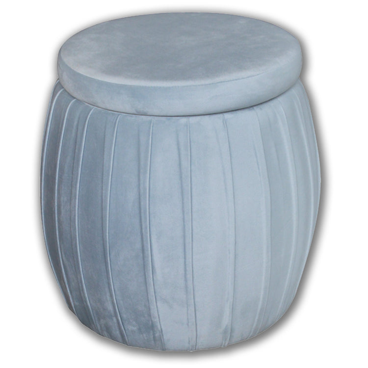 Jessar - Ottomane/Repose-Pieds Rond avec Rangement, De la Collection Laurence, Velours Gris - Simple Boutique