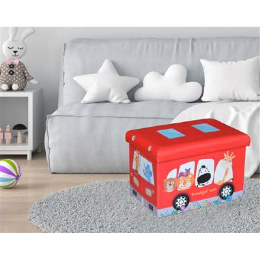 Jessar - Ottomane/Repose-Pieds avec Rangement pour Enfant, De la Collection Do-Re-Mi, Motif Animaux du Zoo - Simple Boutique