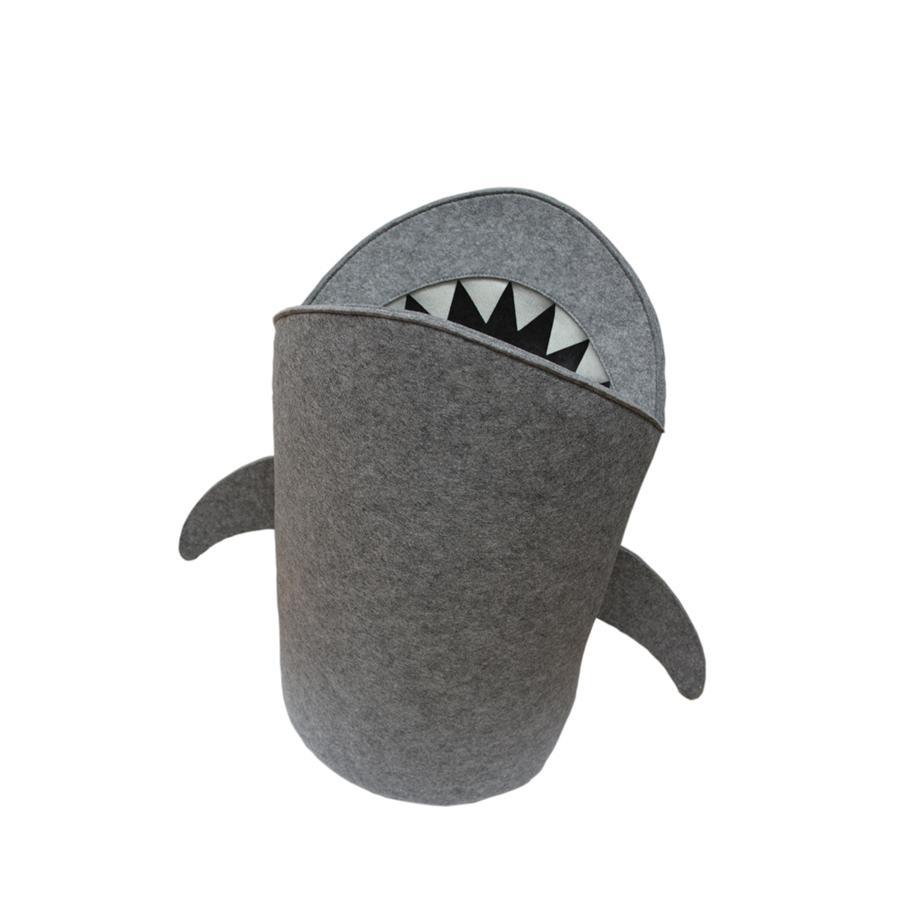 Jessar - Panier à Linge Requin en Feutre, 38.5 x 64 cm, Gris Foncé - Simple Boutique