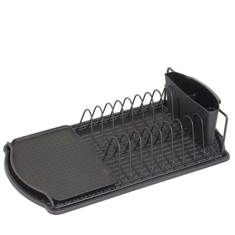 Jessar - Panier à Vaiselles avec Plateau en plastique et Porte-Couverts, Noir - Simple Boutique