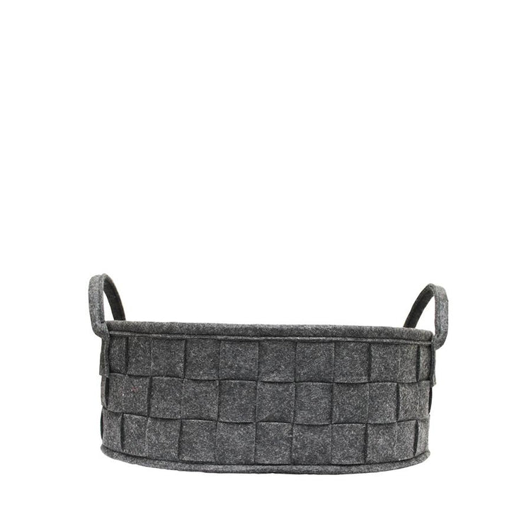 Jessar - Panier de Rangement en Feutre Tressé, 33 x 25 x 12cm, Gris Foncé - Simple Boutique