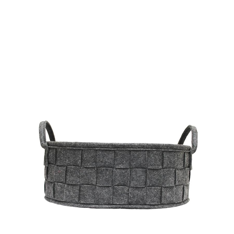 Jessar - Panier de Rangement en Feutre Tressé, 33 x 25 x 12cm, Gris Foncé - Simple Boutique