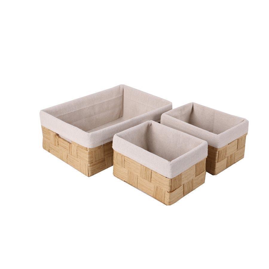 Jessar - Panier de Rangement en Tissus, Ensemble de 3, Beige - Simple Boutique