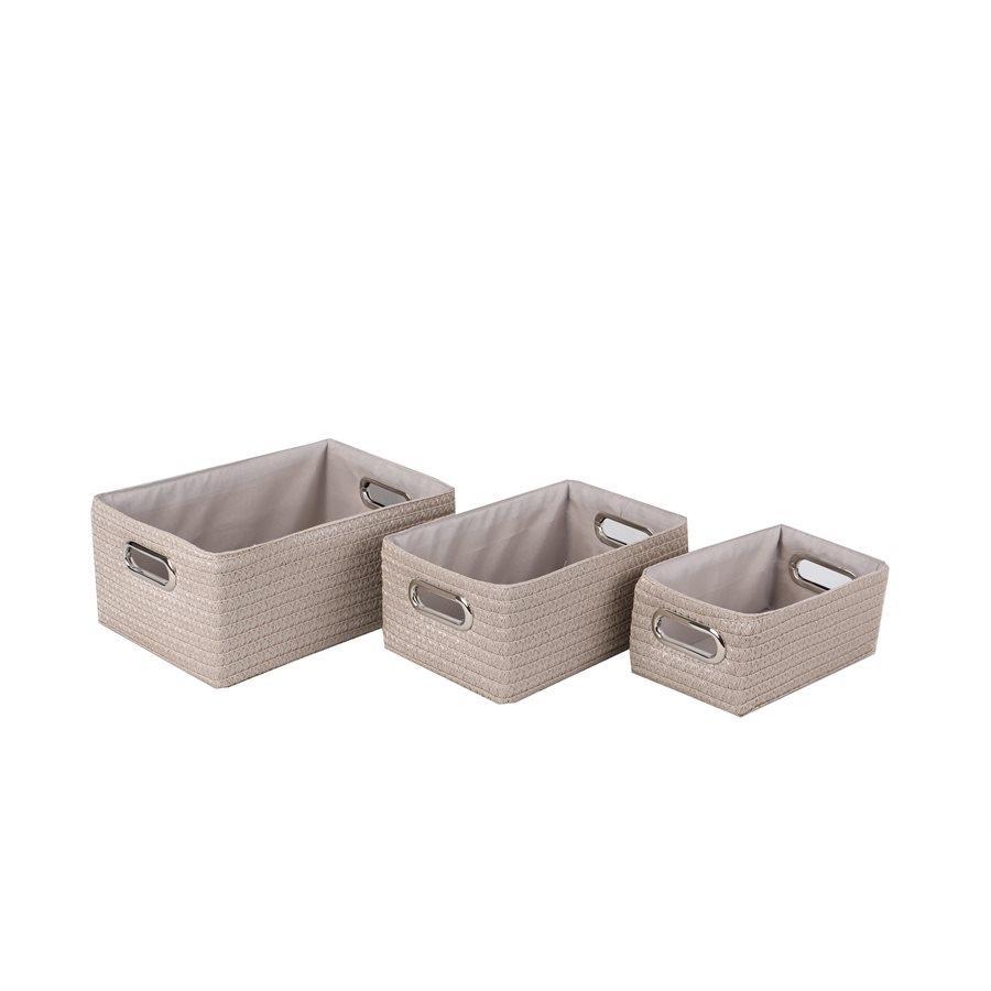 Jessar - Panier de Rangement en Tissus, Ensemble de 3, Beige - Simple Boutique