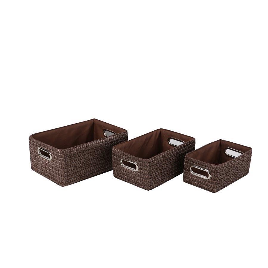 Jessar - Panier de Rangement en Tissus, Ensemble de 3, Marron - Simple Boutique