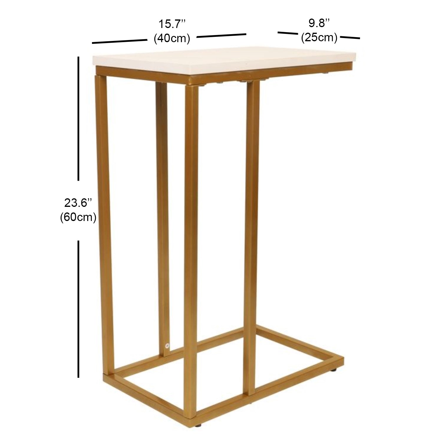 Jessar - Table d'appoint Rectangle, 15.7"x9.8"x23.6", De la Collection Elton, Doré et Blanc - Simple Boutique