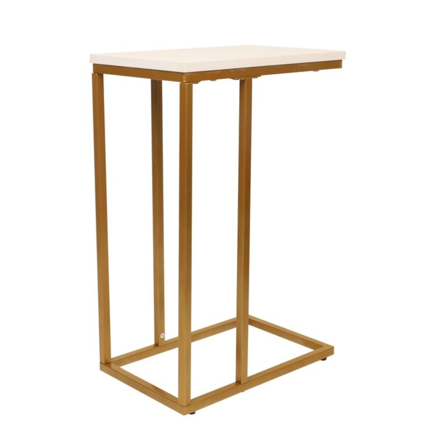 Jessar - Table d'appoint Rectangle, 15.7"x9.8"x23.6", De la Collection Elton, Doré et Blanc - Simple Boutique