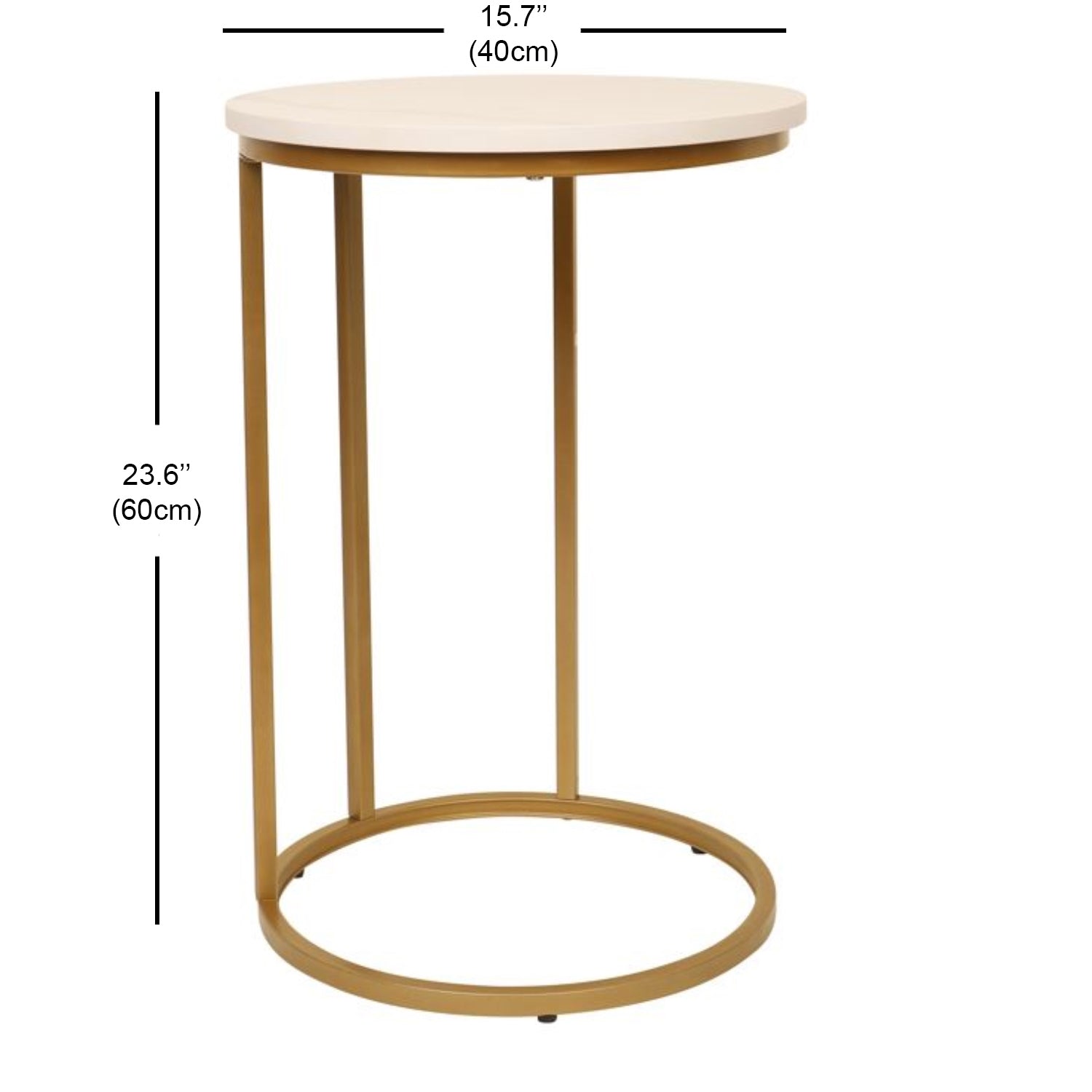 Jessar - Table d'appoint Ronde, 15.7"x23.6", De la Collection Elva, Doré et Blanc - Simple Boutique