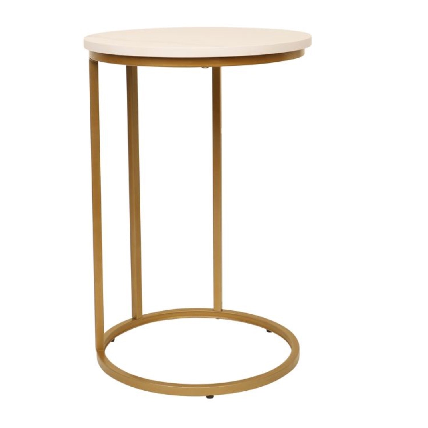 Jessar - Table d'appoint Ronde, 15.7"x23.6", De la Collection Elva, Doré et Blanc - Simple Boutique