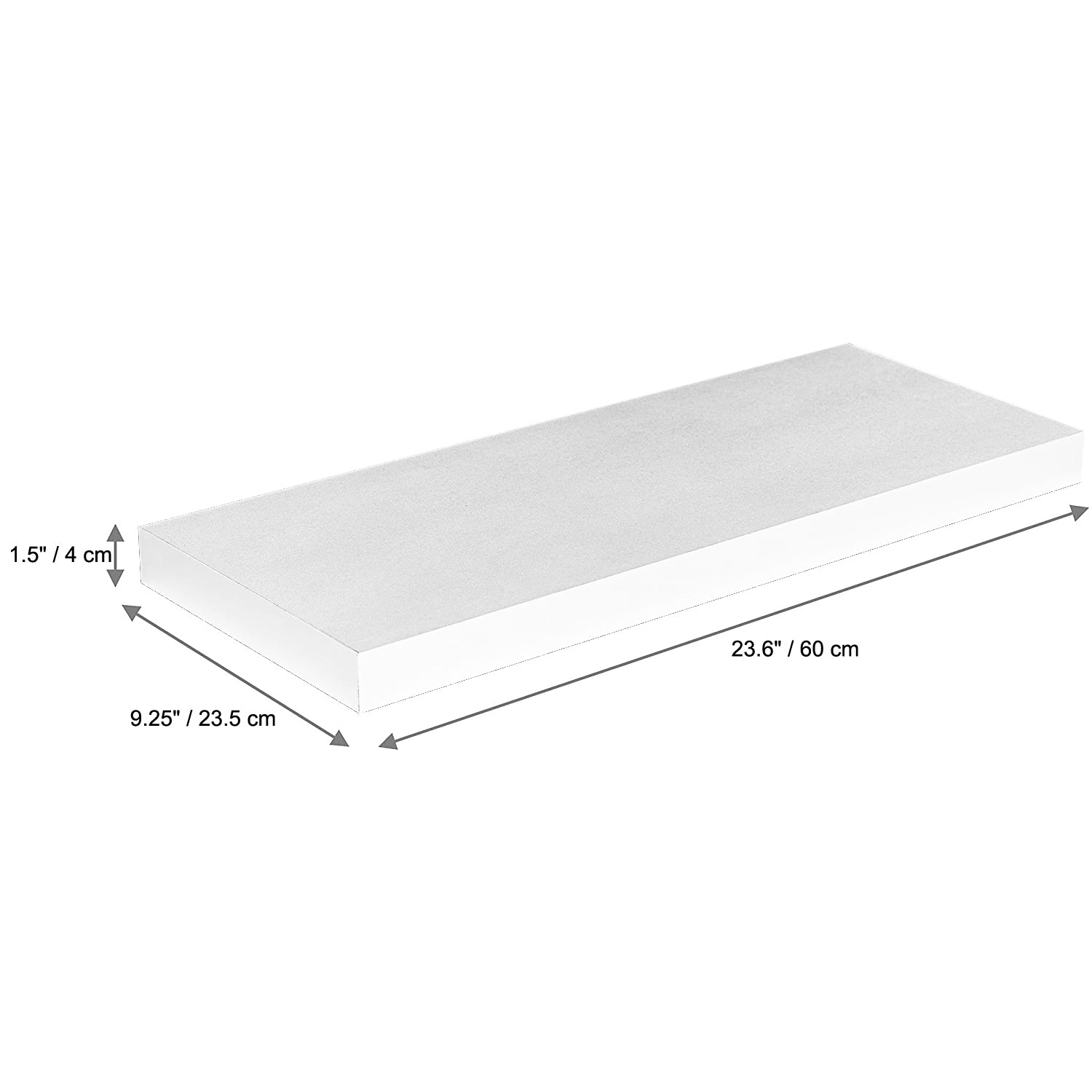 Jessar - Tablette Flottante Murale Individuelle, 23.6" x 9.25" x 1.5" , Blanc - Simple Boutique