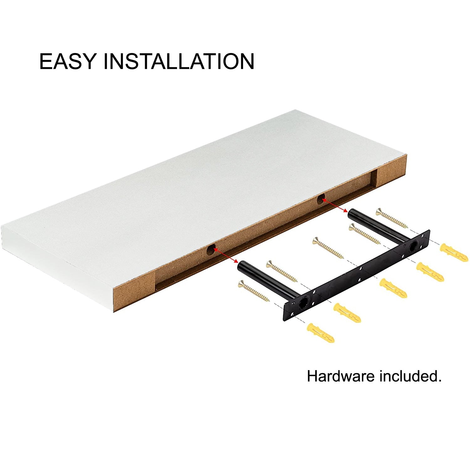Jessar - Tablette Flottante Murale Individuelle, 23.6" x 9.25" x 1.5" , Blanc - Simple Boutique