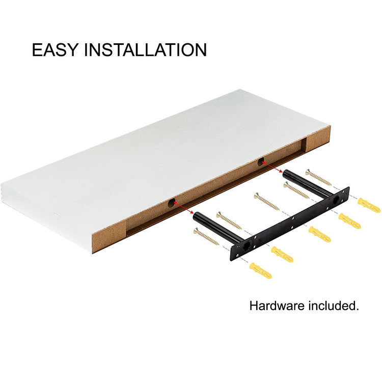 Jessar - Tablette Flottante Murale Individuelle, 23.6" x 9.25" x 1.5" , Blanc - Simple Boutique