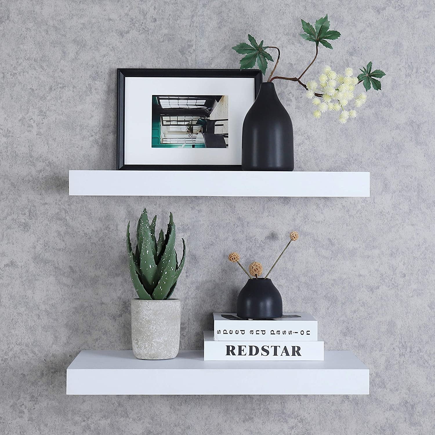 Jessar - Tablette Flottante Murale Individuelle, 23.6" x 9.25" x 1.5" , Blanc - Simple Boutique