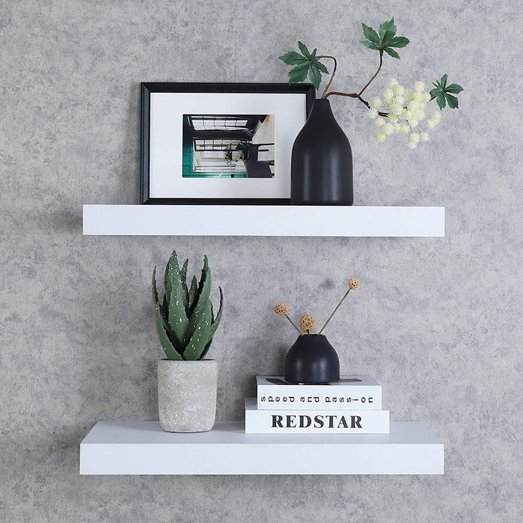 Jessar - Tablette Flottante Murale Individuelle, 23.6" x 9.25" x 1.5" , Blanc - Simple Boutique