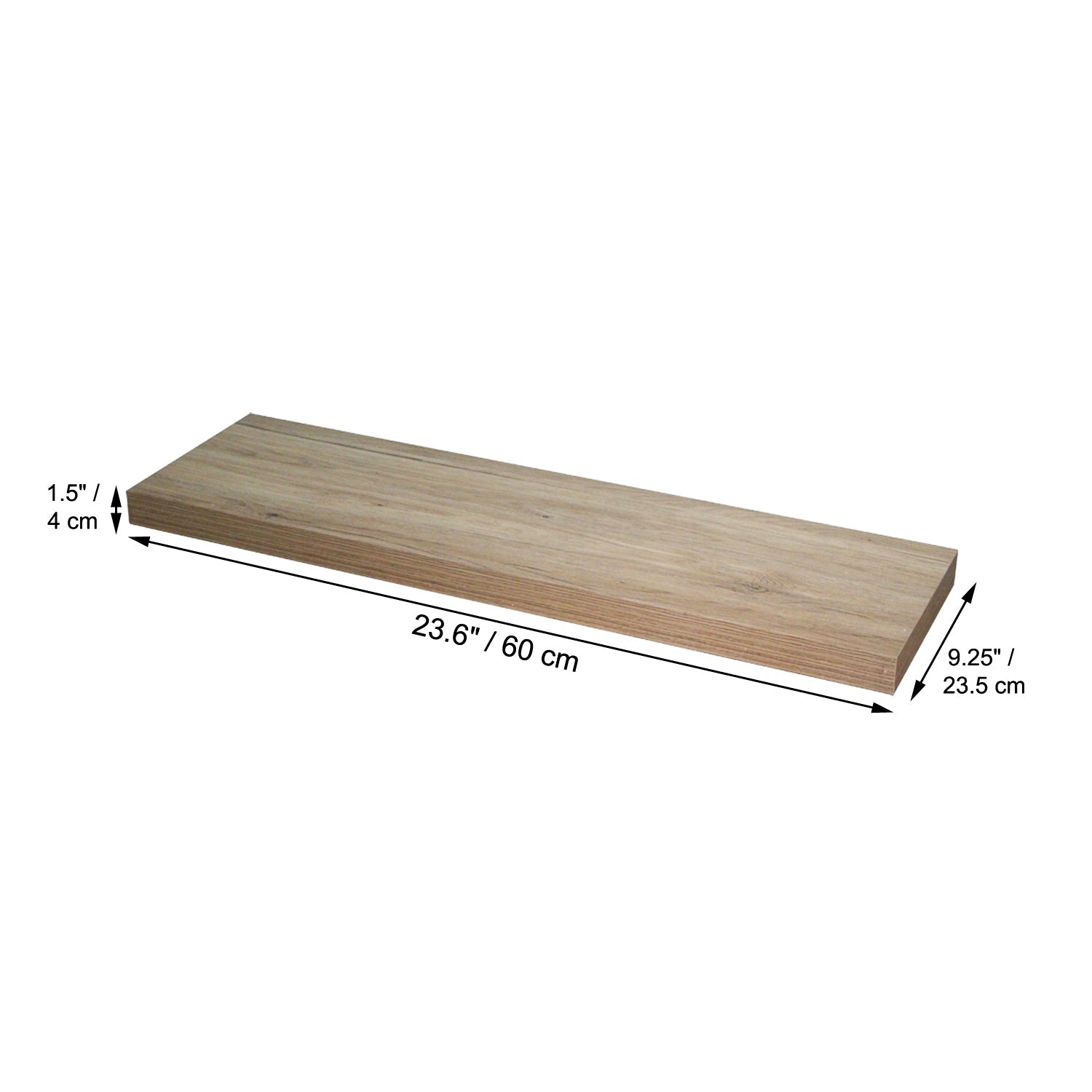 Jessar - Tablette Flottante Murale Individuelle, 23.6" x 9.25" x 1.5" , Naturel - Simple Boutique