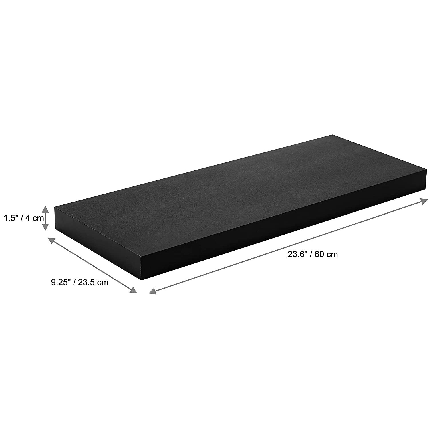 Jessar - Tablette Flottante Murale Individuelle, 23.6" x 9.25" x 1.5" , Noir - Simple Boutique