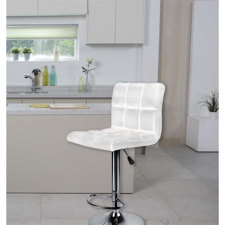 Jessar - Tabouret Tournant à Hauteur Réglable de la Collection Fixer, Ensemble de 2, Blanc - Simple Boutique