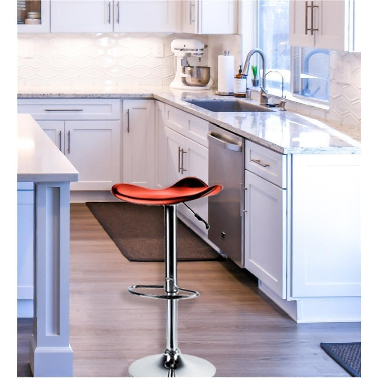 Jessar - Tabouret Tournant à Hauteur Réglable de la Collection Flex, Ensemble de 2, Rouge - Simple Boutique