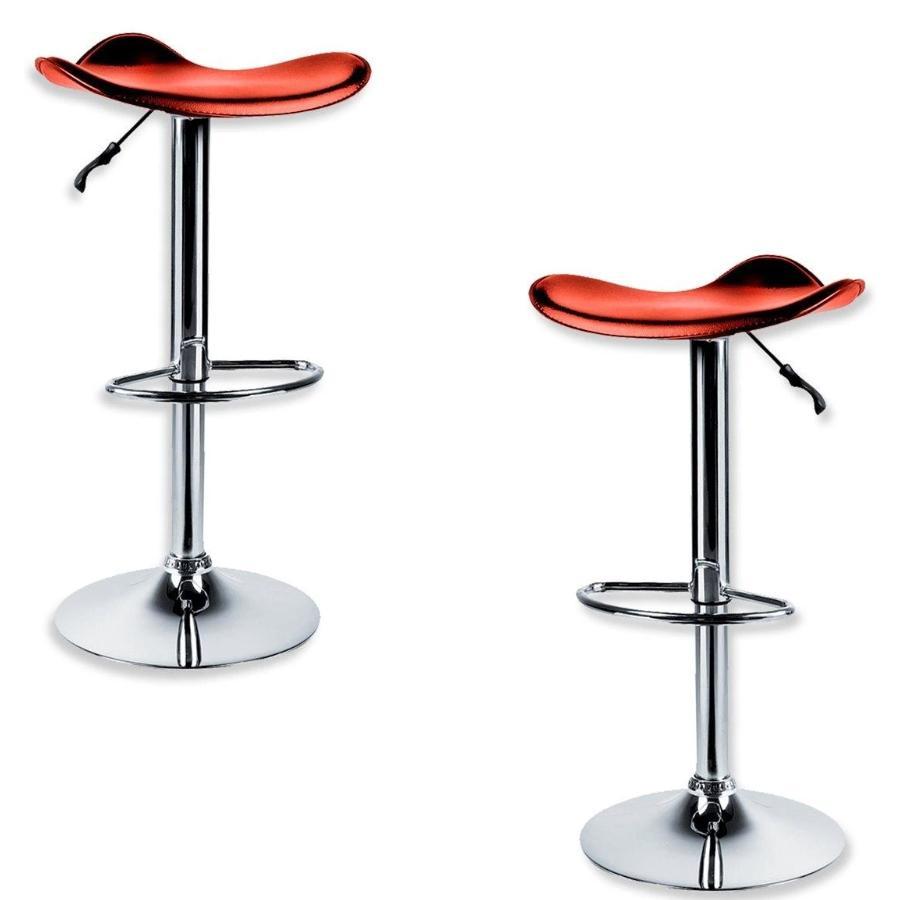 Jessar - Tabouret Tournant à Hauteur Réglable de la Collection Flex, Ensemble de 2, Rouge - Simple Boutique
