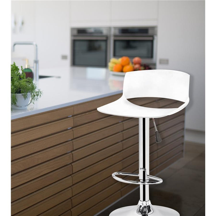 Jessar - Tabouret Tournant à Hauteur Réglable de la Collection Glamour, Ensemble de 2, Blanc - Simple Boutique