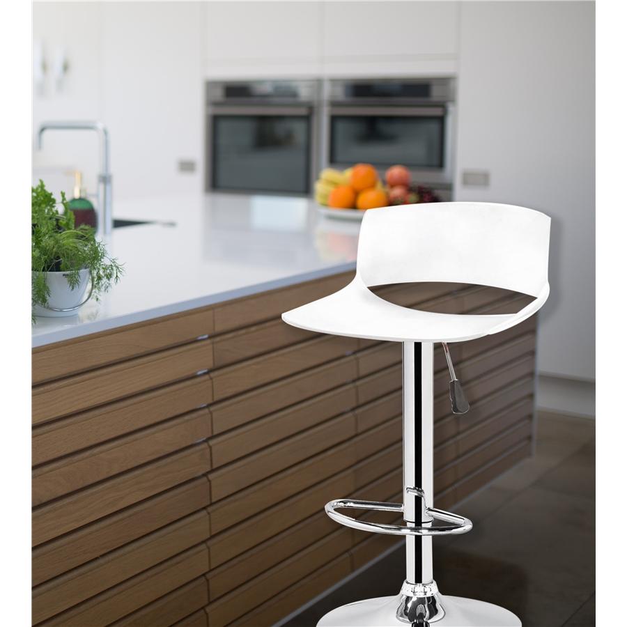 Jessar - Tabouret Tournant à Hauteur Réglable de la Collection Glamour, Ensemble de 2, Blanc - Simple Boutique