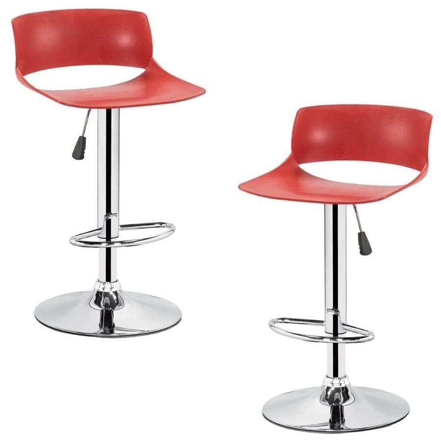 Jessar - Tabouret Tournant à Hauteur Réglable de la Collection Glamour, Ensemble de 2, Rouge - Simple Boutique