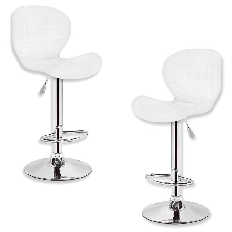 Jessar - Tabouret Tournant à Hauteur Réglable de la Collection Upper, Ensemble de 2, Blanc - Simple Boutique