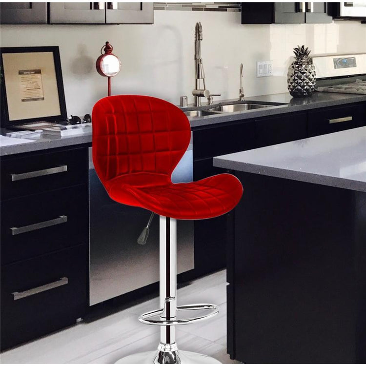 Jessar - Tabouret Tournant à Hauteur Réglable de la Collection Upper, Ensemble de 2, Rouge - Simple Boutique