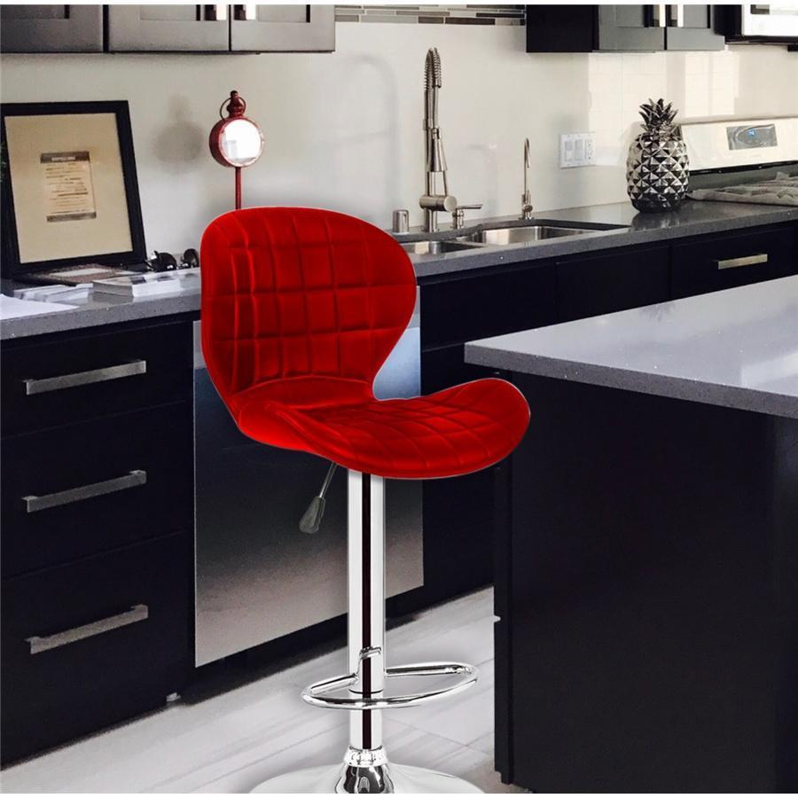 Jessar - Tabouret Tournant à Hauteur Réglable de la Collection Upper, Ensemble de 2, Rouge - Simple Boutique