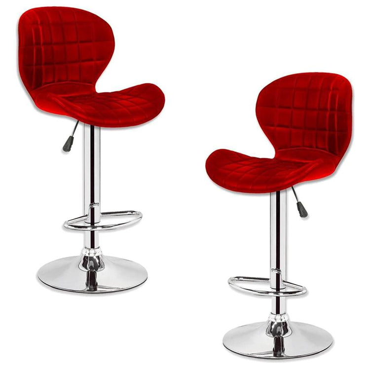 Jessar - Tabouret Tournant à Hauteur Réglable de la Collection Upper, Ensemble de 2, Rouge - Simple Boutique