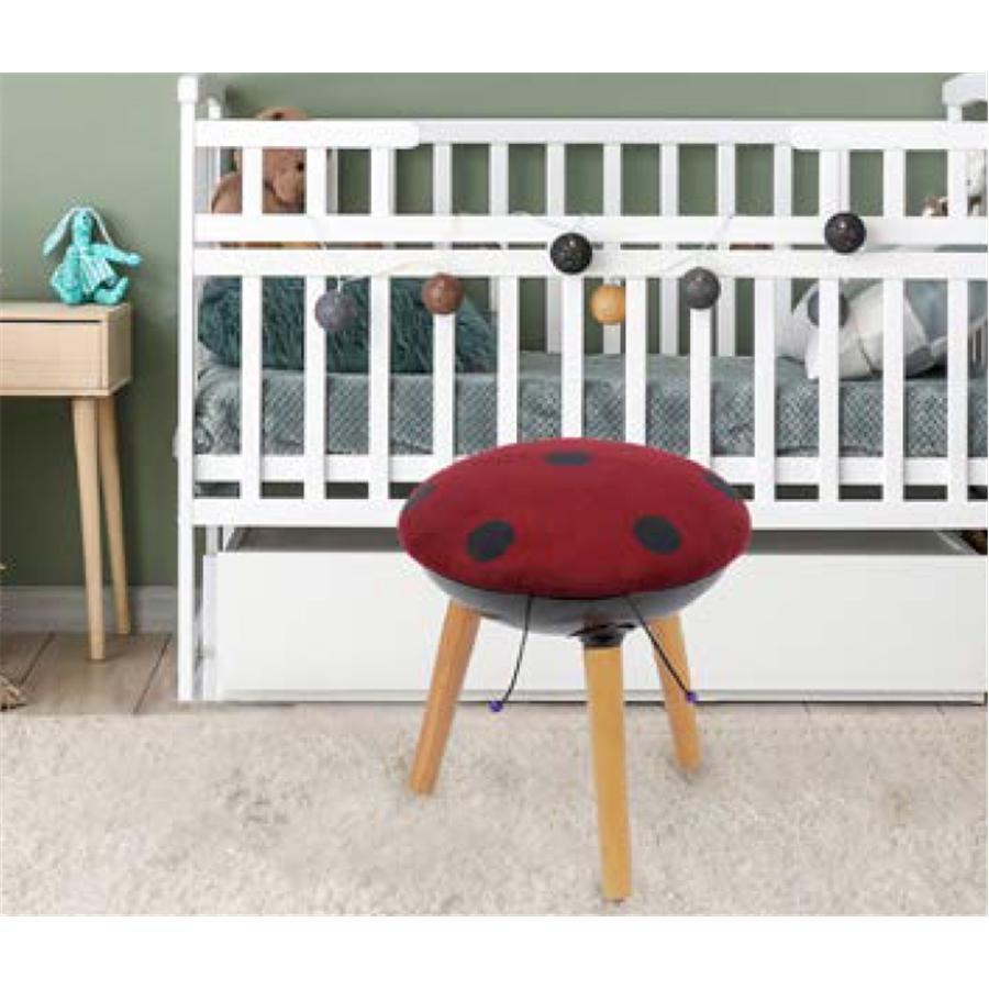 Jessar - Tabouret en Velours et en Bois pour Enfant, De la Collection Dorothy, Motif de Coccinelle - Simple Boutique