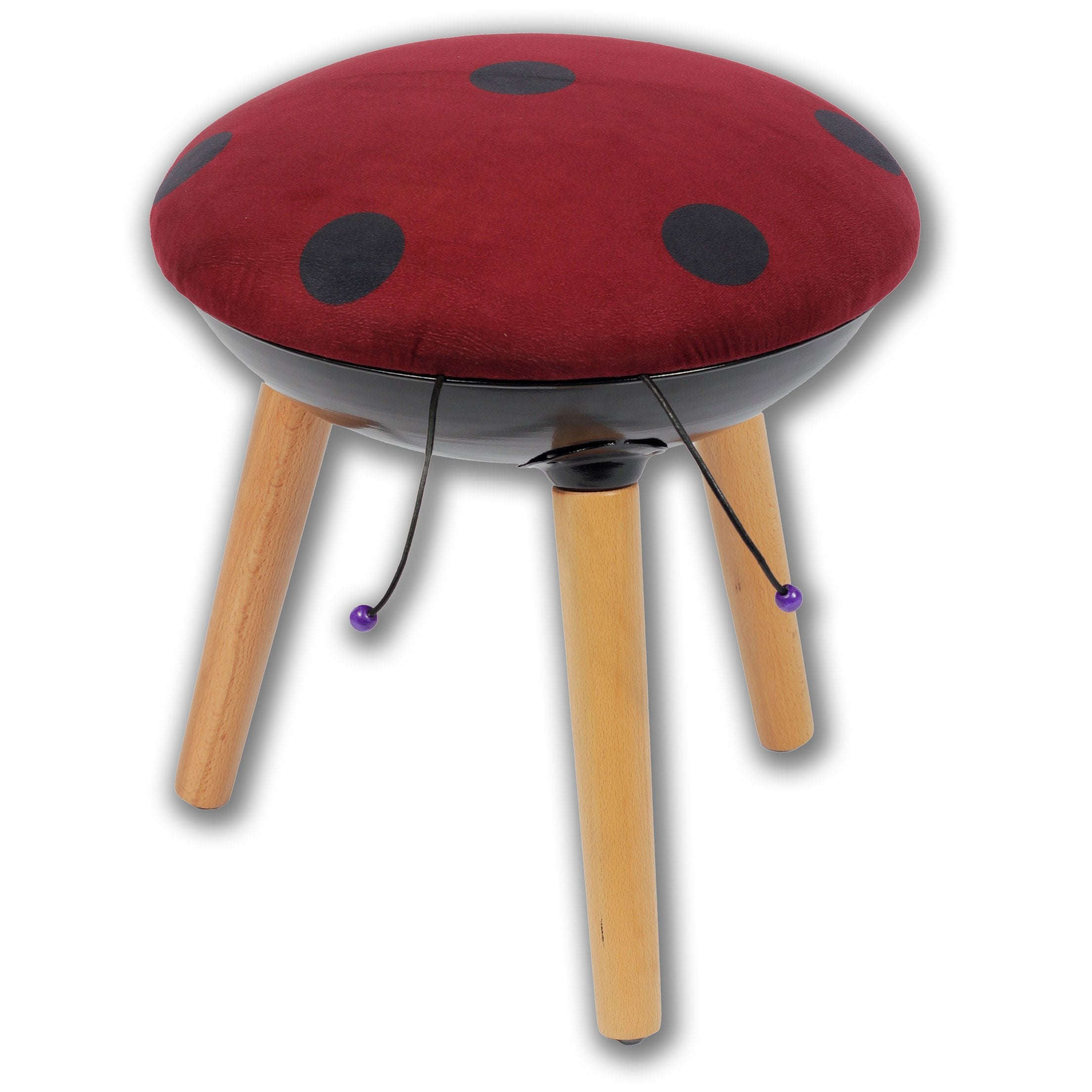 Jessar - Tabouret en Velours et en Bois pour Enfant, De la Collection Dorothy, Motif de Coccinelle - Simple Boutique