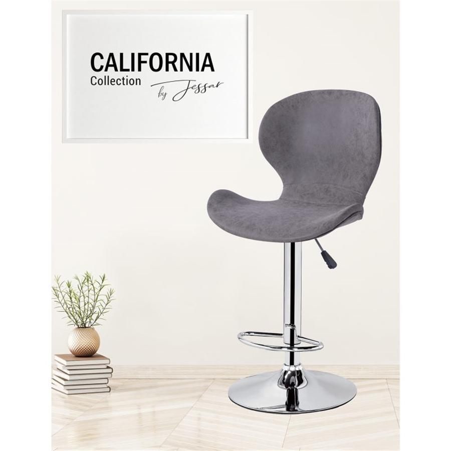 Jessar - Tabourets Tournants à Hauteur Réglable de la Collection California, Ensemble de 2, Gris - Simple Boutique