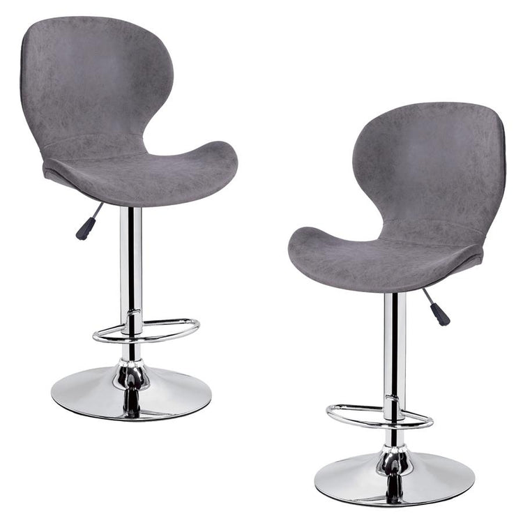 Jessar - Tabourets Tournants à Hauteur Réglable de la Collection California, Ensemble de 2, Gris - Simple Boutique