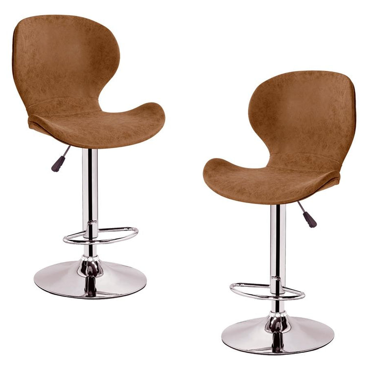Jessar - Tabourets Tournants à Hauteur Réglable de la Collection California, Ensemble de 2, Marron - Simple Boutique