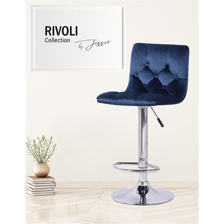 Jessar - Tabourets Tournants à Hauteur Réglable de la Collection Rivoli, Ensemble de 2, Bleu - Simple Boutique