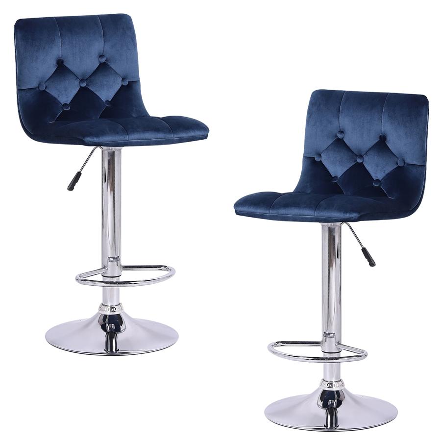 Jessar - Tabourets Tournants à Hauteur Réglable de la Collection Rivoli, Ensemble de 2, Bleu - Simple Boutique