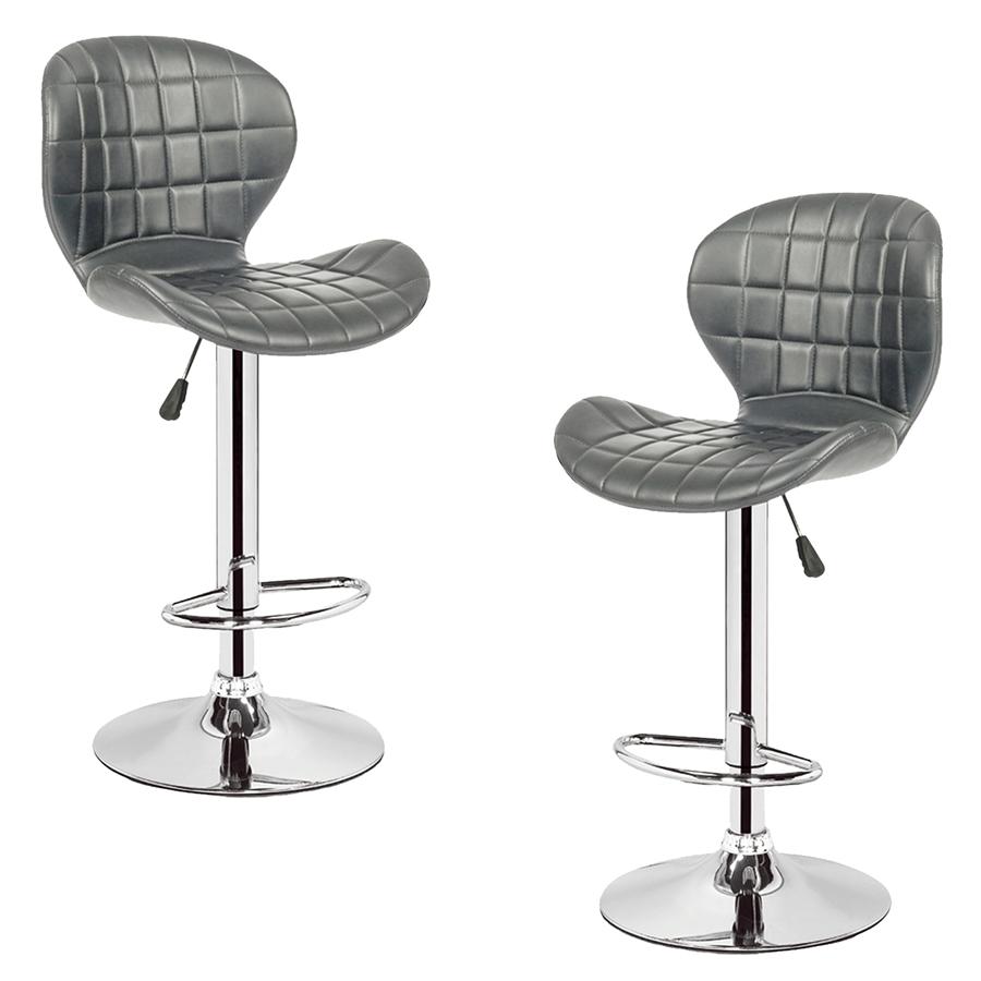 Jessar - Tabourets Tournants à Hauteur Réglable de la Collection Upper, Ensemble de 2, Gris - Simple Boutique