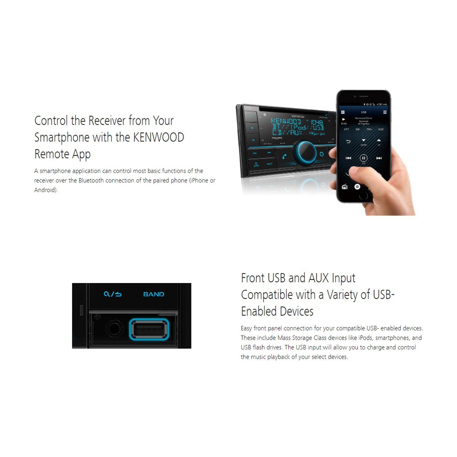 Kenwood DPX505BT Récepteur Multimédia Numérique 2-Din avec Bluetooth et Alexa pour Voiture, Noir - Simple Boutique