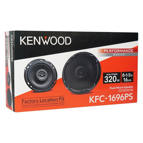 Kenwood KFC-1696PS Haut-Parleurs Ronds 2 Voies Série Performance de 6,5 po 320W, Pour Voiture, Noir
