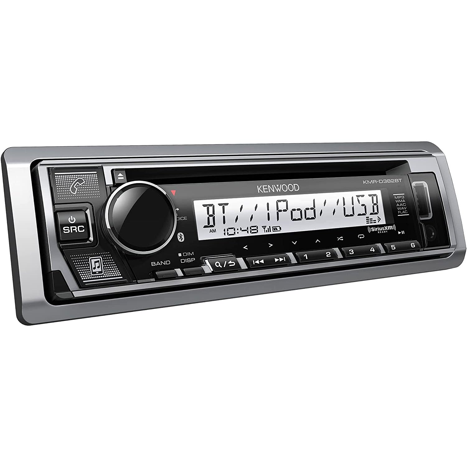 Kenwood KMR-D382BT - Récepteur CD Marin avec Bluetooth 4.2, Entrée USB et AUX, Argenté - Simple Boutique