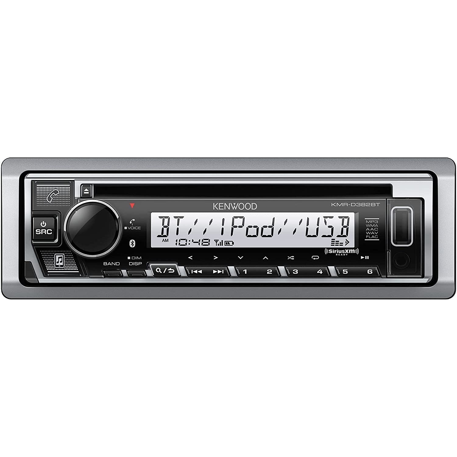 Kenwood KMR-D382BT - Récepteur CD Marin avec Bluetooth 4.2, Entrée USB et AUX, Argenté - Simple Boutique