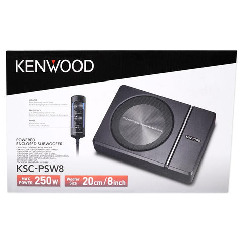 Kenwood KSC-PSW8 Boîtier de Subwoofer à Alimentation 8 po, Pour Voiture, Noir
