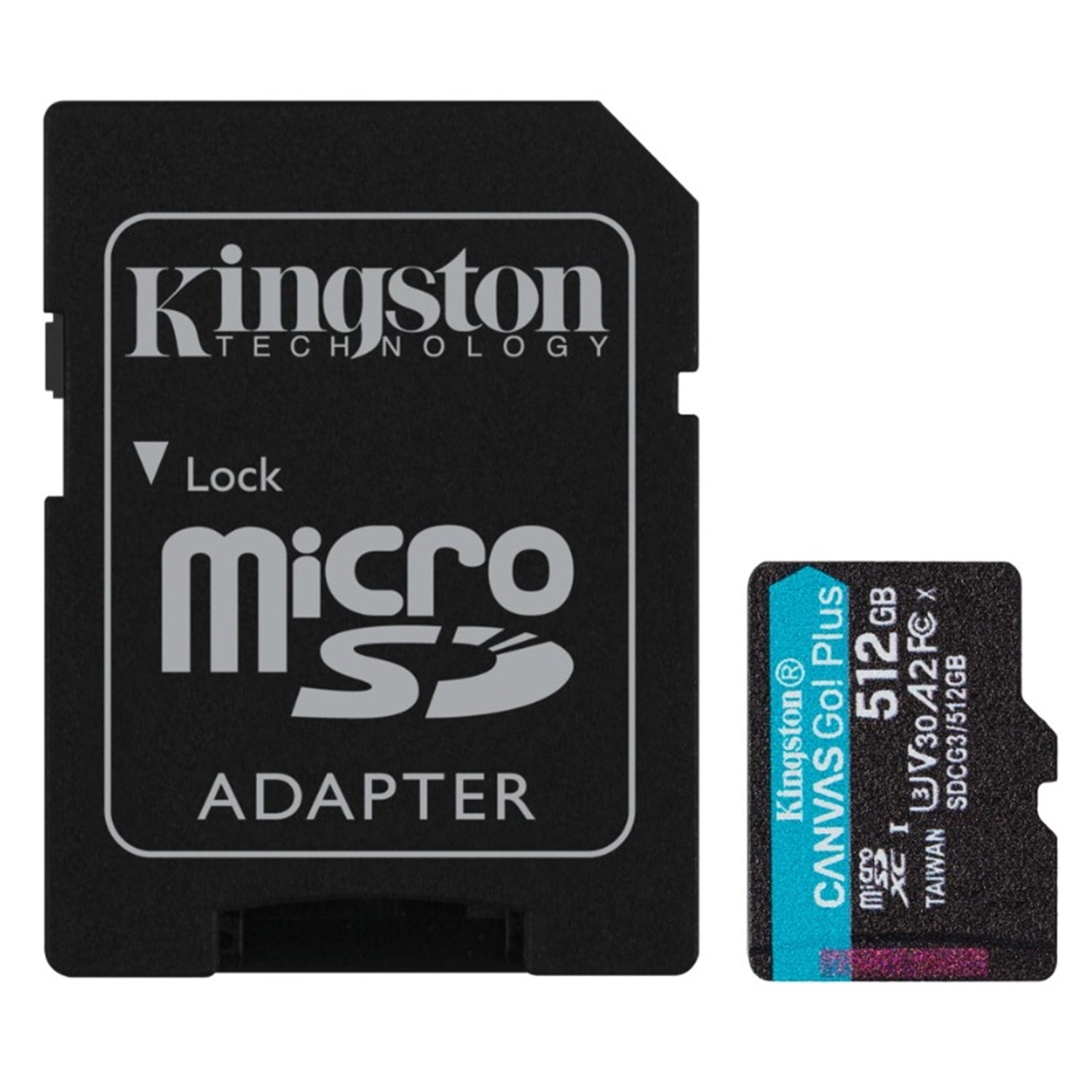 Kingston - Carte Mémoire MicroSD Plus Canvas Go avec Adapteur SD, Capactié de 512GB, Classe 10, UHS-I, U3, V30, A2