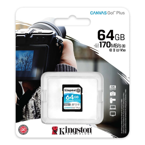 Kingston - Carte Mémoire SD Canvas Go Plus, Capacité de 128GB, Classe 10, UHS-I, U3, V30