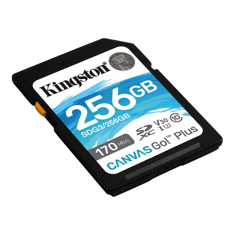 Kingston - Carte Mémoire SD Canvas Go Plus, Capacité de 256GB, Classe 10, UHS-I, U3, V30